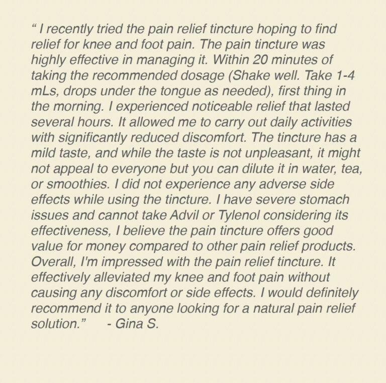 jamaRoots Pain Tincture customer review of tincture for natural pain relief